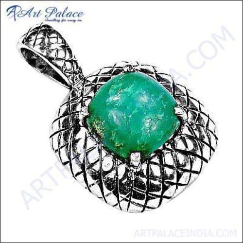 Festival Designer Chrysoprase Gemstone Silver Pendant showcasing vibrant green chrysoprase set in elegant silver design.