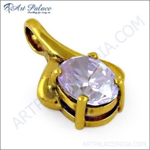 Gold plated silver pendant featuring sparkling amethyst and zircon, showcasing intricate design and craftsmanship.
