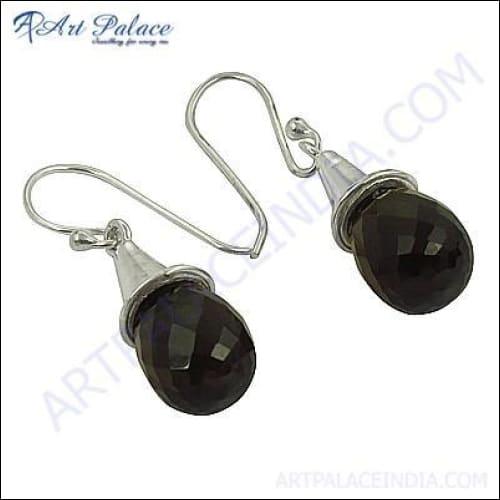 Elegant silver earrings featuring smokey quartz gemstones, showcasing a sophisticated design perfect for any occasion.