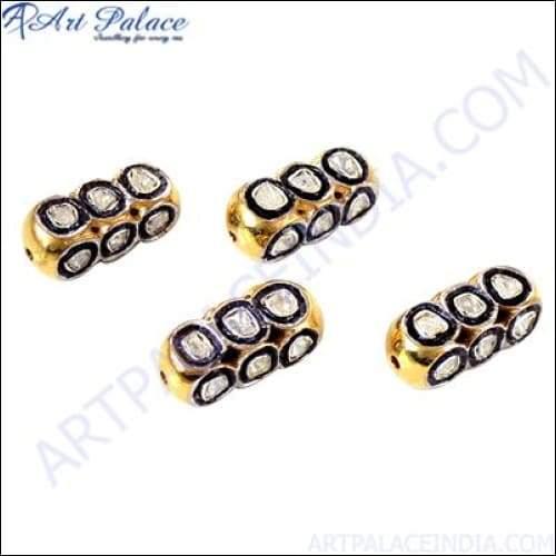 A collection of elegant Victorian pave diamond beads showcasing intricate designs and sparkling surfaces, perfect for jewelry making.