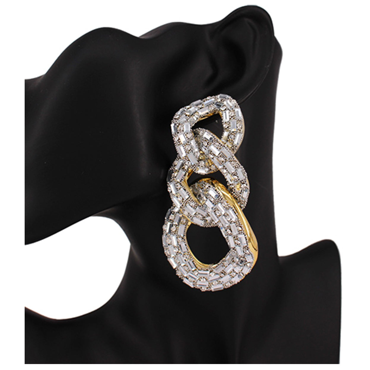 Grande Size Chain Long Earrings with a 3 1/4" drop, showcasing a stylish chain design and post back closure.