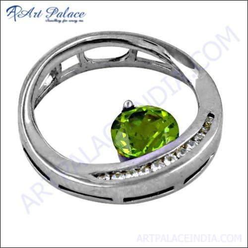 Handcrafted silver jewelry featuring Peridot, Zircon, and Cubic Zirconia gemstones, showcasing intricate designs and vibrant colors.