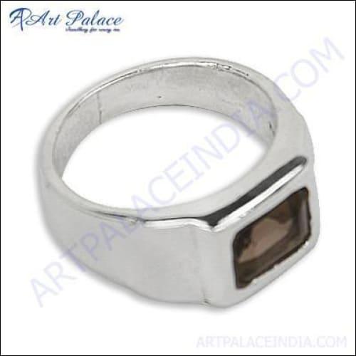 Handcrafted silver ring featuring a stunning Smokey Quartz gemstone, showcasing intricate design and craftsmanship.