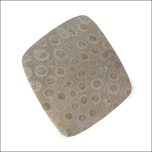 Hand-finished fossil stone square gemstones showcasing unique patterns and craftsmanship, perfect for jewelry making.