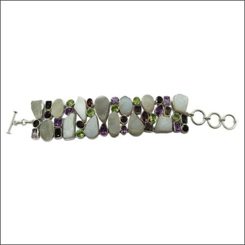 Hand-Finished Multi-Stone 925 Silver Bracelet featuring vibrant stones and elegant design, crafted by Art Palace.