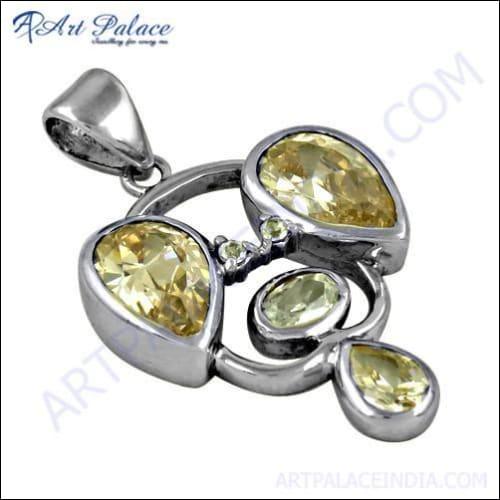 Handmade 925 silver pendant featuring deep pitch and white cubic zirconia stones, elegantly designed for a unique look.