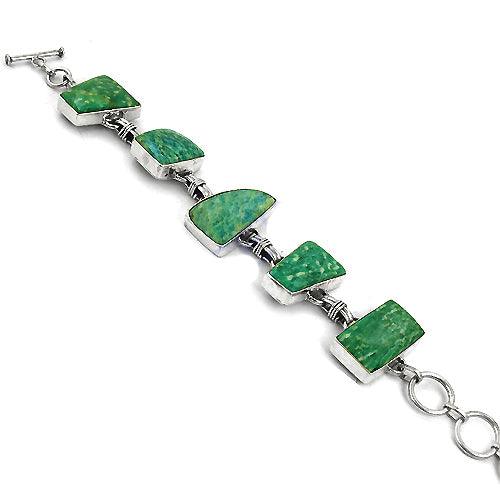 Handmade Amazonite Gemstone Bracelet featuring 925 silver, showcasing calming blue-green hues and elegant design.