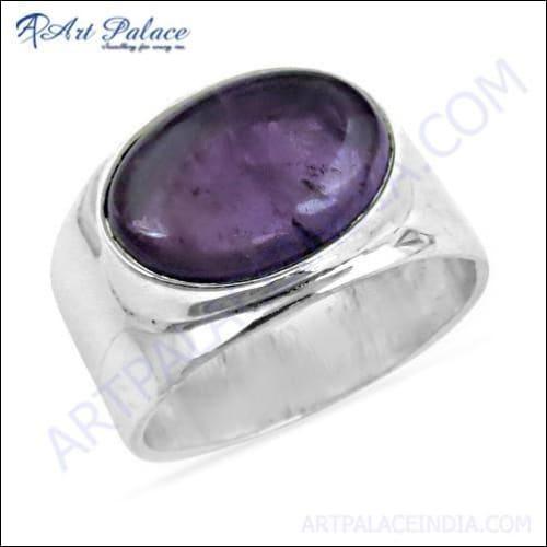 Handmade Amethyst Gemstone Silver Ring featuring a stunning purple amethyst set in 925 sterling silver, showcasing intricate craftsmanship.