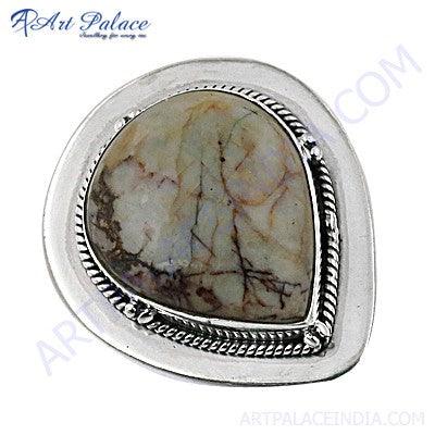 Handmade Dazzling Jasper Gemstone Brooch featuring intricate natural patterns set in 925 Sterling Silver, showcasing elegance and craftsmanship.