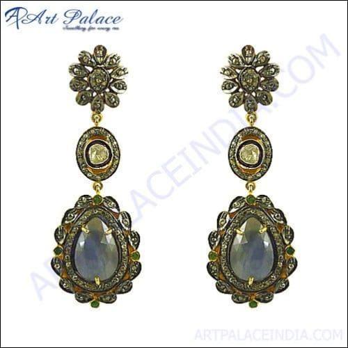 Handmade Delightful Victorian Diamond Earrings featuring intricate design and sparkling diamonds, showcasing elegance and craftsmanship.