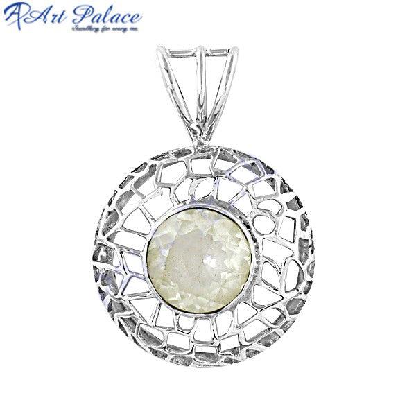 Handmade 925 sterling silver pendant featuring crystal gemstones, showcasing intricate design and craftsmanship.
