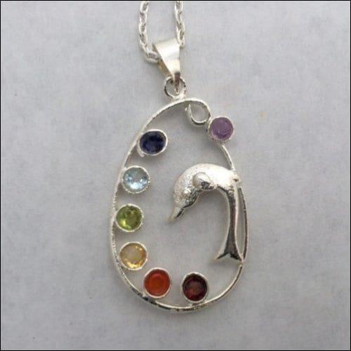 Handmade Designer Fish Multi-Gemstone 925 Silver Pendant featuring vibrant gemstones and intricate design, perfect for stylish accessorizing.