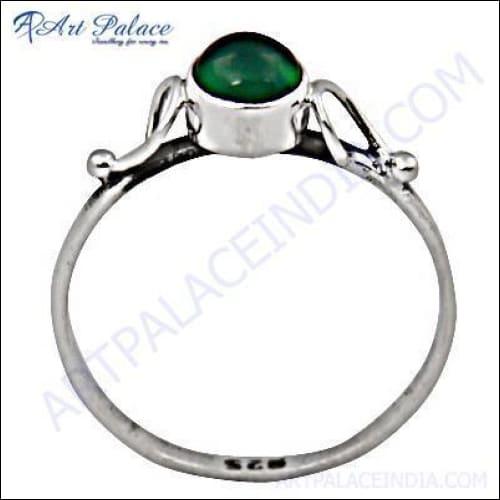Handmade Green Onyx Gemstone Silver Ring featuring a deep green onyx stone set in high-quality 925 sterling silver, showcasing elegant craftsmanship.