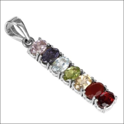 Handmade Multi-Gemstone 925 Silver Pendant featuring vibrant gemstones set in intricate silver design.