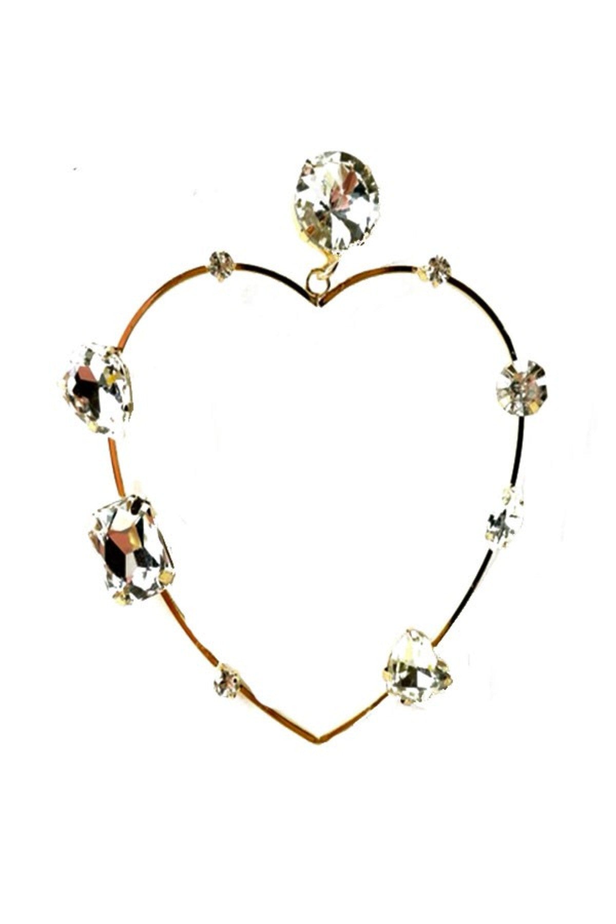 Elegant heart-shaped earrings adorned with sparkling rhinestones, featuring a comfortable post back closure.