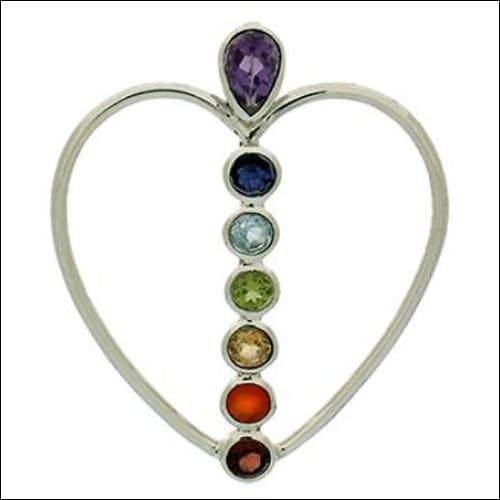 Heart-shaped pendant made of 925 silver adorned with multi-colored natural gemstones, showcasing intricate craftsmanship and elegant design.