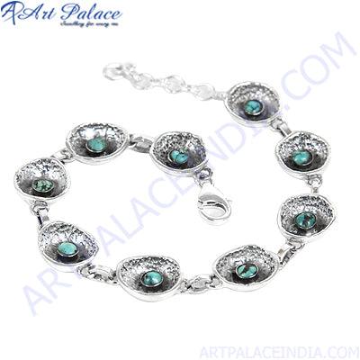 High Quality Turquoise Gemstone 925 Silver Bracelet showcasing vibrant blue turquoise set in a durable silver band, perfect for elegant styling.