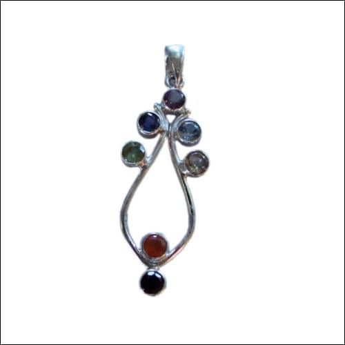 High-Class Multi Gemstone 925 Silver Pendant featuring colorful gemstones set in a stylish silver design, perfect for fashionable wear.