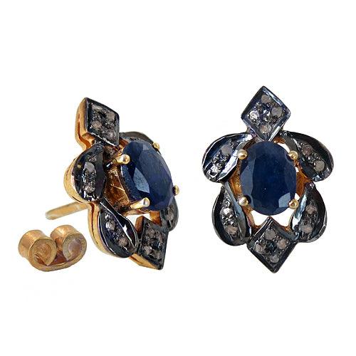High-Class Victorian Small Traditional Diamond & Dyed Sapphire Stone showcasing intricate design and vibrant colors.