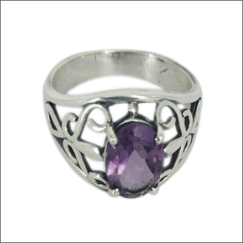 High-Performance Amethyst Stone 925 Silver Ring featuring a designer oval cut, showcasing its vibrant purple hue and elegant design.