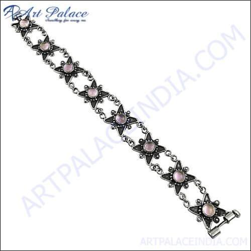 A stunning adjustable silver bracelet featuring superior gemstones, showcasing elegance and luxury.