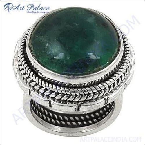 High-Quality Indian Ethnic Designer Apatite Gemstone Silver Ring featuring a vibrant blue apatite stone set in elegant silver.