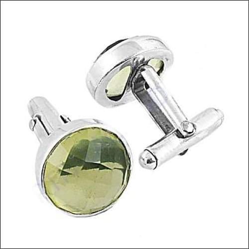 High-Quality Lemon Quartz Gemstone 925 Sterling Silver Cufflinks featuring a round cut Lemon Quartz stone set in durable sterling silver.