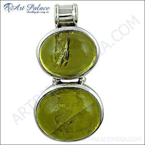 High-Quality Lemon Quartz Gemstone Silver Pendant showcasing vibrant yellow quartz set in elegant silver design.