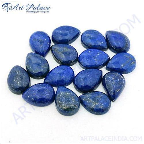High-quality loose Lapis Lazuli gemstone with deep blue color and gold pyrite inclusions, perfect for silver jewelry.