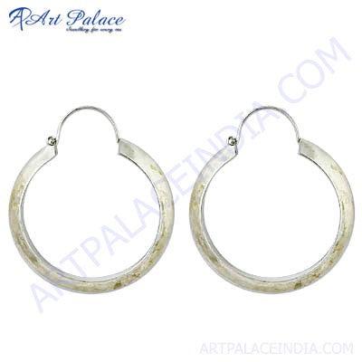 High-Quality Plain Silver Hoop Earrings showcasing a simple and elegant design, perfect for any occasion.