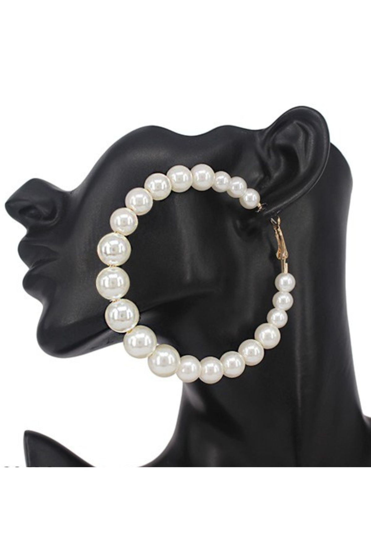 A pair of elegant 80mm hoop earrings featuring a round metal ball design, showcasing their stylish and modern look.