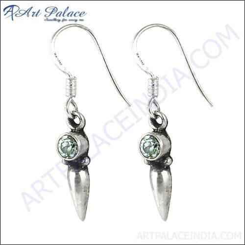 Elegant blue cubic zirconia gemstone silver hook earrings, showcasing their stunning design and craftsmanship.