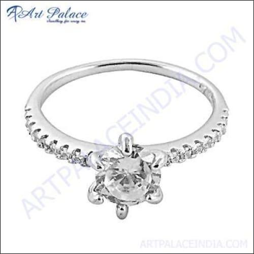 Hot Sale CZ Gemstone Silver Ring featuring a sparkling cubic zirconia set in high-quality silver, showcasing an elegant design.