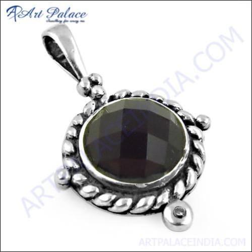 Elegant Indian Designer Garnet Gemstone 925 Silver Pendant showcasing a deep red garnet set in high-quality sterling silver.