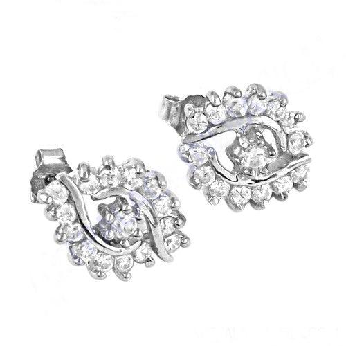 Elegant Indian Touch Cubic Zirconia Gemstone 925 Silver Earrings showcasing intricate design and sparkling stones.