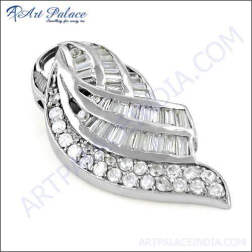 Elegant Inspired Cubic Zirconia Gemstone Sterling Silver Pendant showcasing its sparkling design and fine craftsmanship.