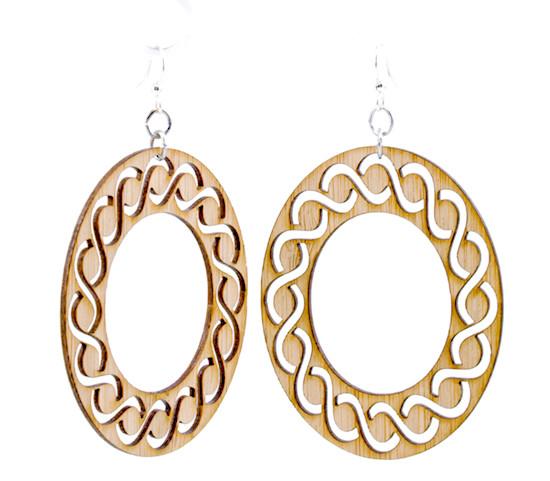 Intertwined Oval Bamboo Earrings #984, eco-friendly and stylish, showcasing a minimalistic design with natural bamboo texture.