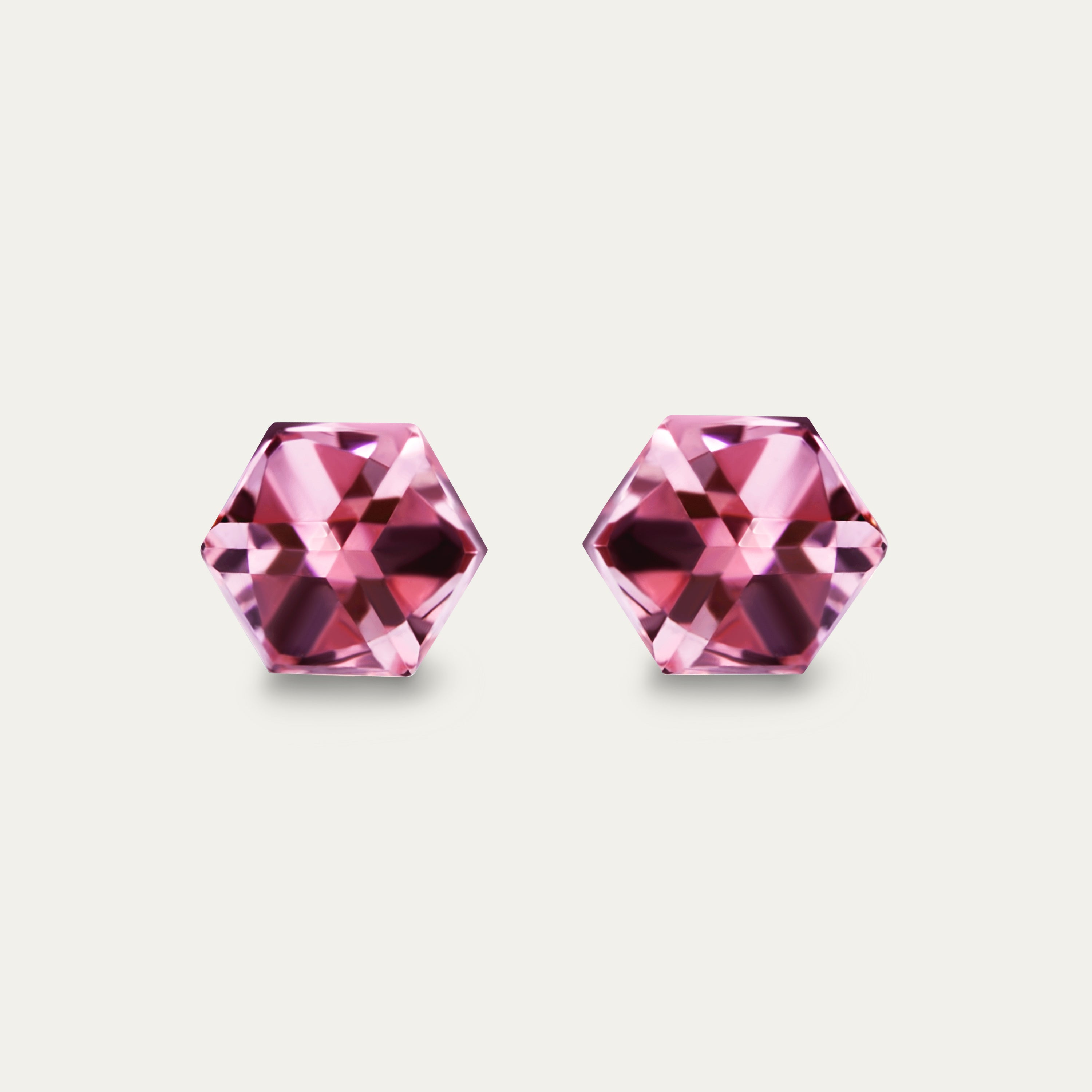 Iris Light Rose 6mm Pink Color Cubic Crystal hypoallergenic stainless steel stud earrings, showcasing modern elegance and classic charm.
