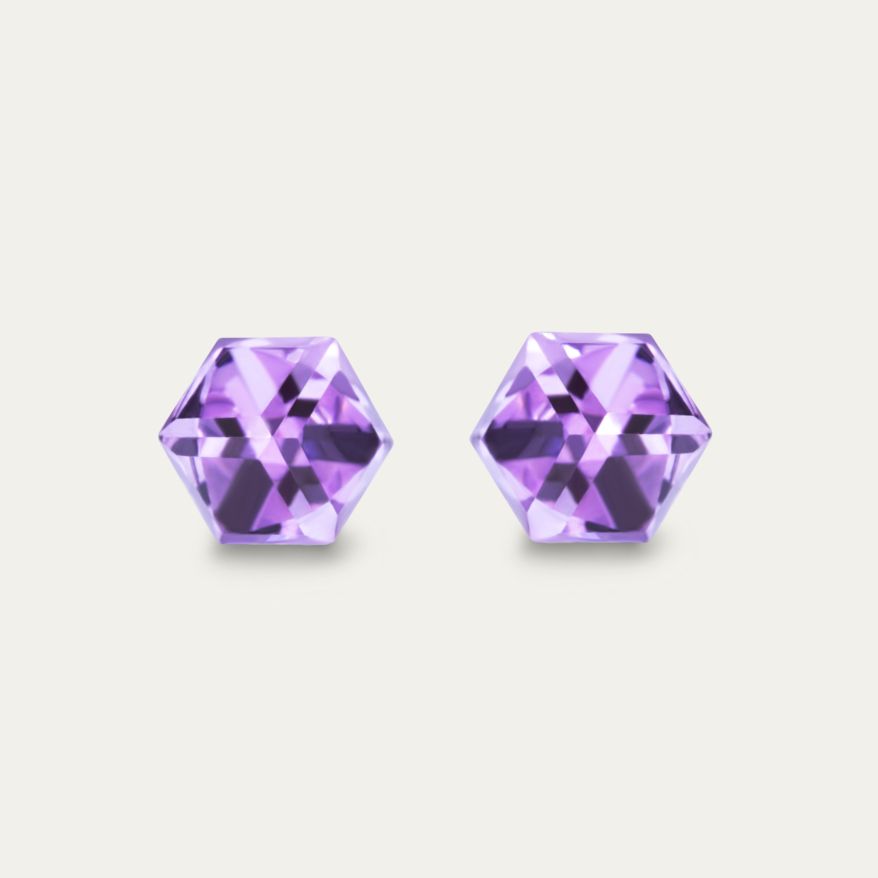 Iris - Violet 6mm Purple Color Cubic Crystal earrings in hypoallergenic stainless steel setting, showcasing modern elegance.