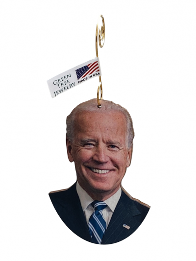 Joe Biden Ornament #T042 made from eco-friendly birch wood, featuring a glossy finish and designed to double as an essential oil diffuser.