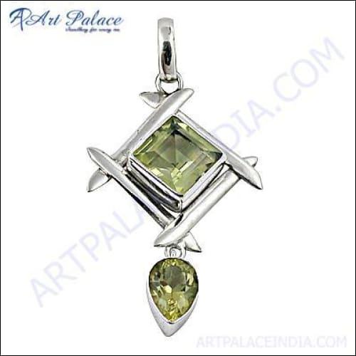 Ladies Fashion Gemstone Charm featuring a vibrant lemon quartz pendant, elegantly designed for stylish wear.
