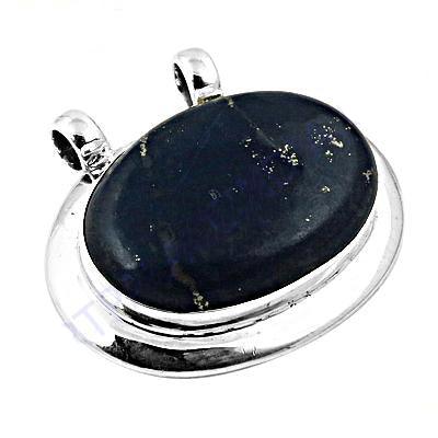 Large Lapis Lazuli gemstone set in a 925 sterling silver pendant, showcasing rich blue hues and elegant design.