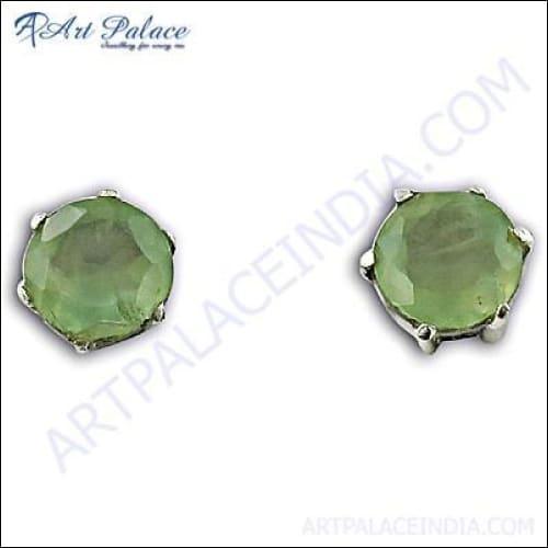 Elegant 925 sterling silver earrings featuring beautiful prehnite gemstones, showcasing intricate design and craftsmanship.
