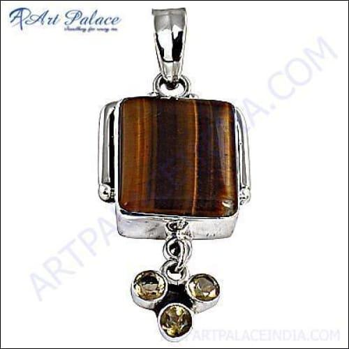 Elegant 925 Sterling Silver jewelry featuring Citrine and Tiger Eye gemstones, showcasing intricate design and craftsmanship.