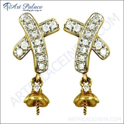 A pair of luxurious silver earrings featuring sparkling cubic zirconia gemstones, showcasing an elegant design suitable for various occasions.
