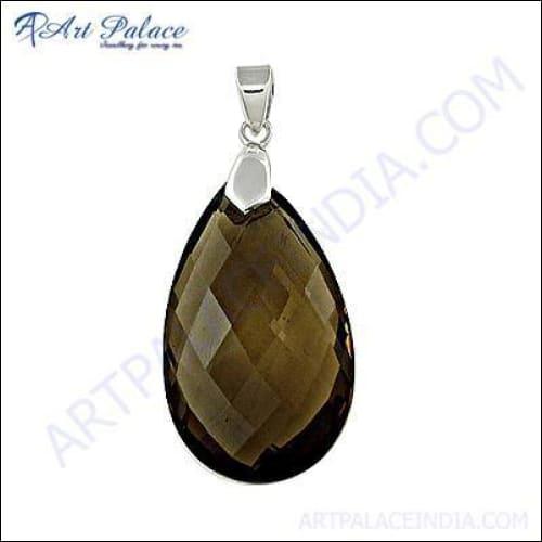 A luxurious smokey quartz gemstone pendant set in high-quality silver, showcasing its elegant design and craftsmanship.