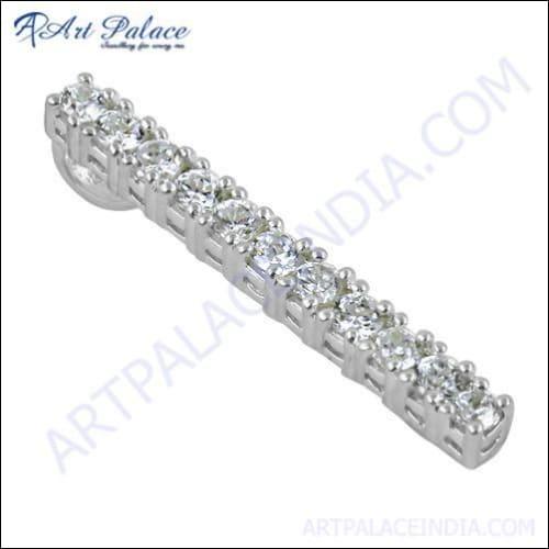 Elegant silver pendant featuring multi cubic zirconia stones, perfect for party wear.