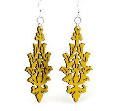 Leaf Cluster Earrings #1262 in Lemon Yellow, made from sustainably sourced wood with silver-finished stainless steel ear wires.