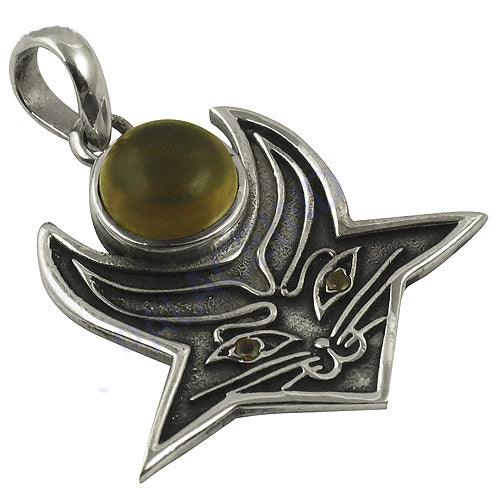 Elegant Logo Symbol Smokey Quartz Gemstone Pendant in 925 silver, showcasing a rich smoky brown gemstone with a unique logo design.