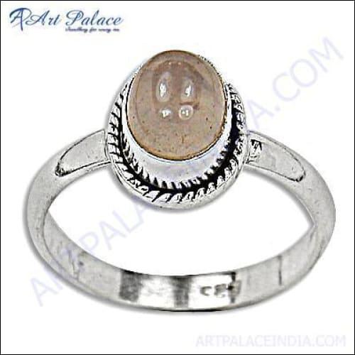 Elegant Lovable Rose Quartz Gemstone 925 Silver Ring showcasing a beautiful pink gemstone set in high-quality silver.